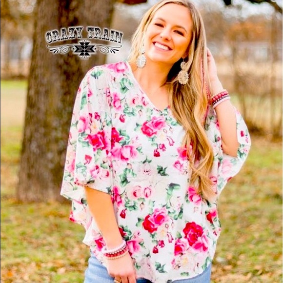 CRAZY TRAIN FLORAL PONCHO.              ++++NO FILTER ADDED+++ - Picture 1 of 3